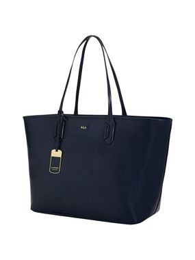 LRL Ralph Lauren Leather Navy Blue Tote